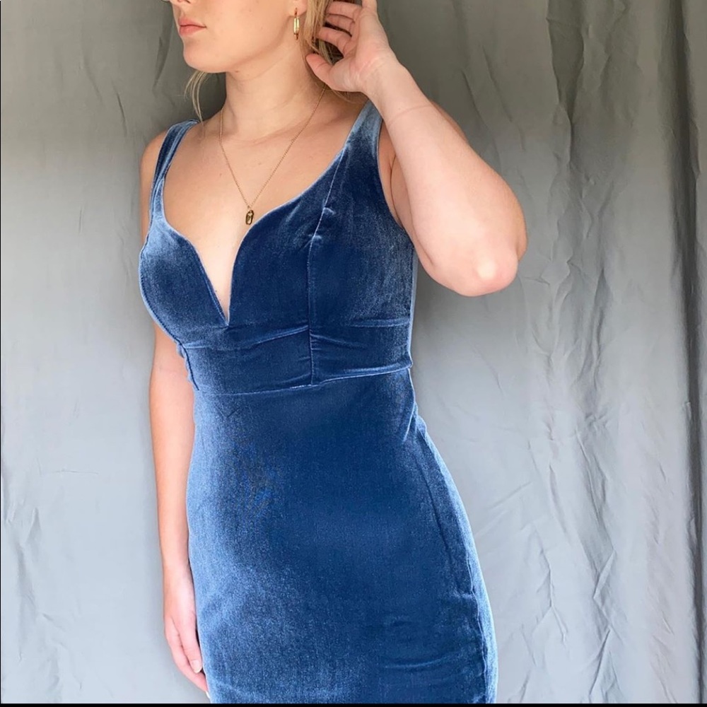 Express velvet blue dress